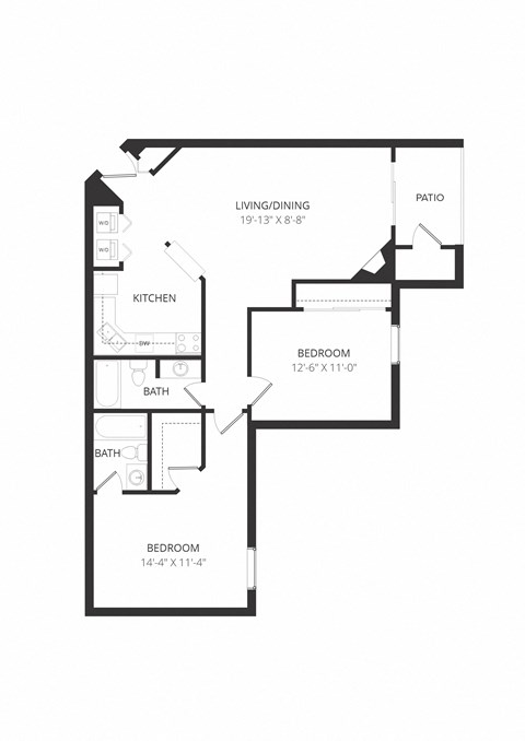 a floor plan of a bedroom apartment